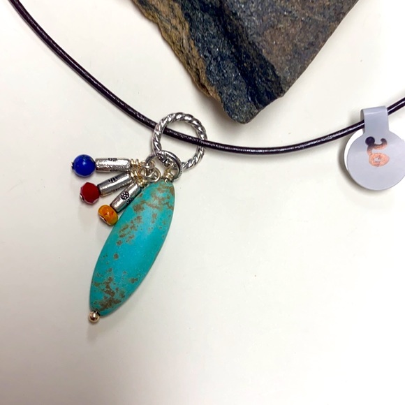 NWT Rustic leather necklace colorful adjust to 28” - Picture 7 of 8